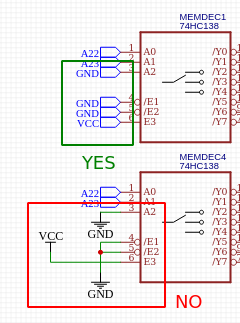 Using net labels for logic constants.