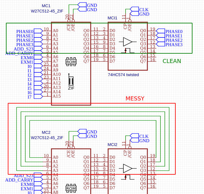 Comparing wire mess with clean labels.